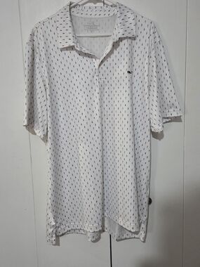 Vineyard Vines Performance Golf Sankaty Polo Shirt Men's XL White Buoy Print